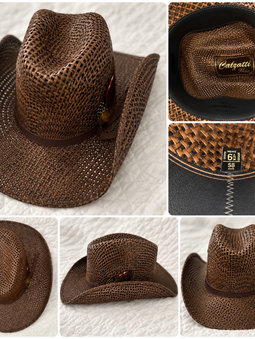 Calzatti Western Ranch Rodeo Cowboy Hat - Woven Brown